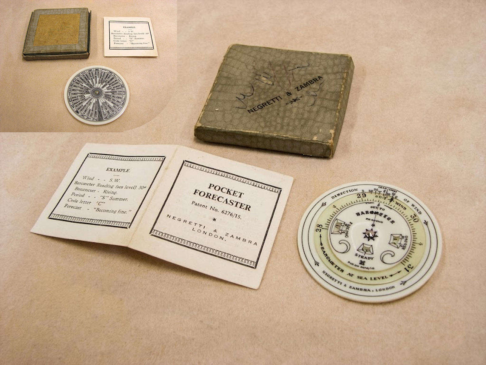 Genuine 1920's Negretti & Zambra pocket weather forecaster